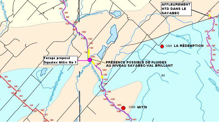 Proposed Squatex Mitis No. 1 well location as of February 2005