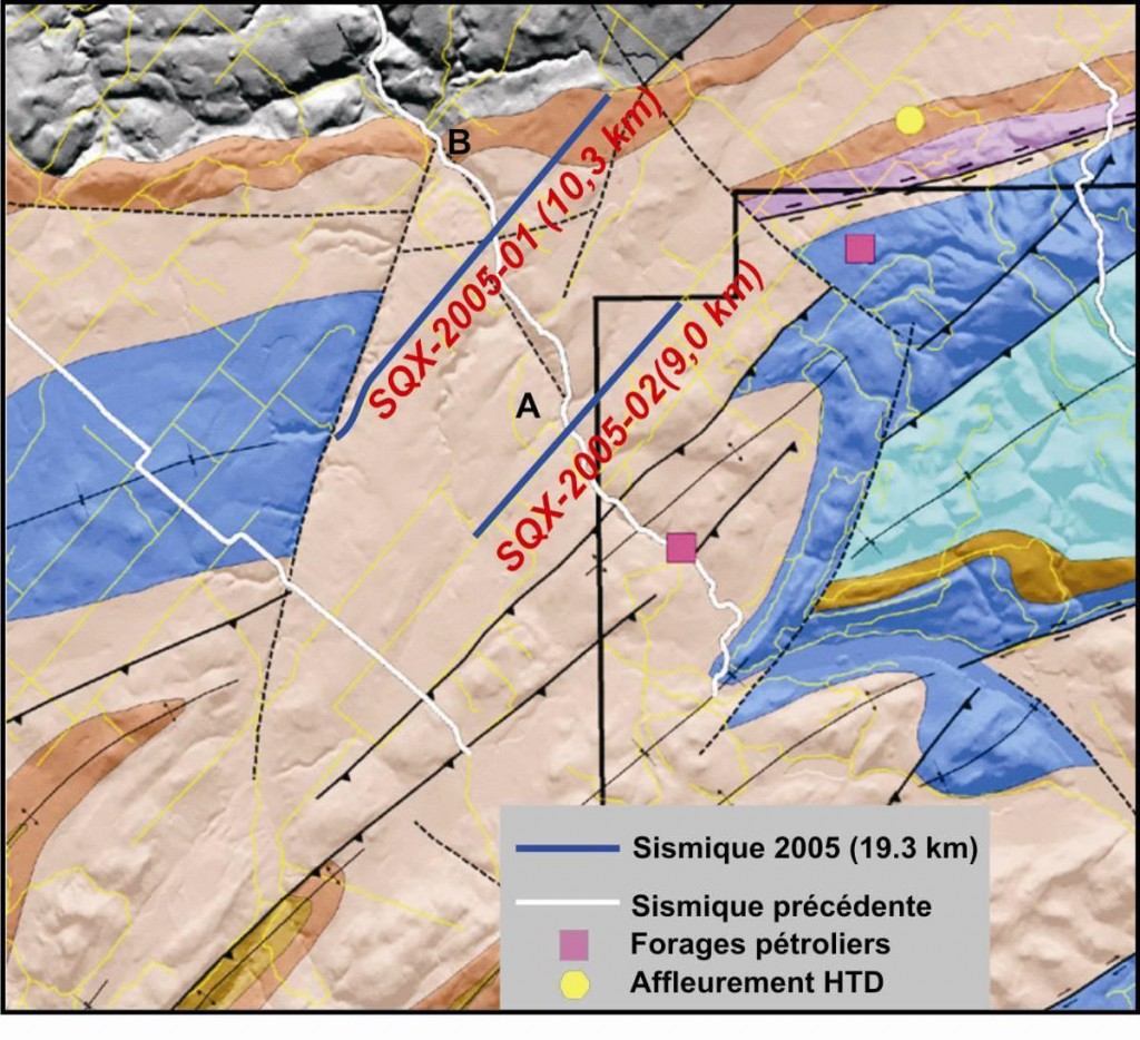 Seismic lines acquired in the summer 2005