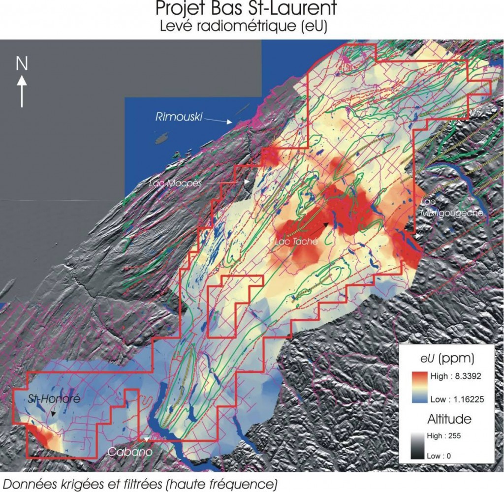 Kriged and filtered map of radiometric values by INRS-ETE