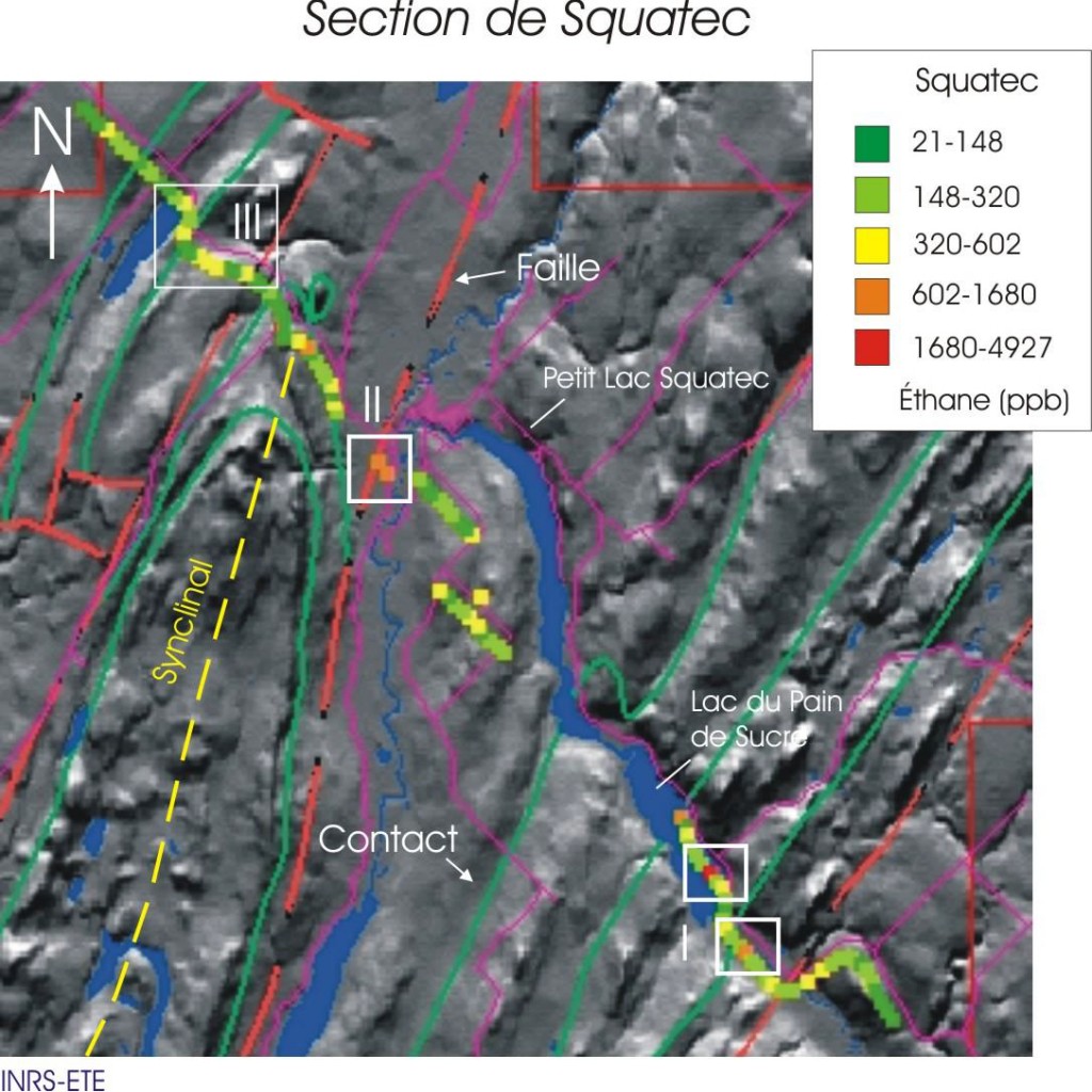 Spatial distribution of high ethane along the Lake Squatec Section