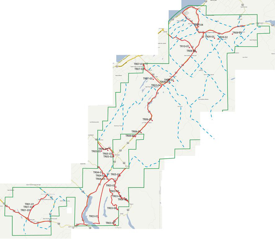 Field coverage of the 2008 geological sampling for maturity and TOC