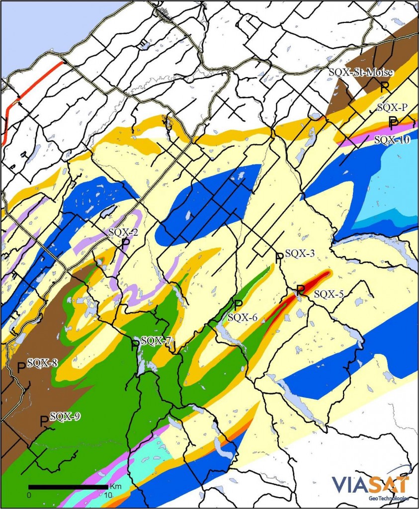 Location of coreholes over the corrected geological map