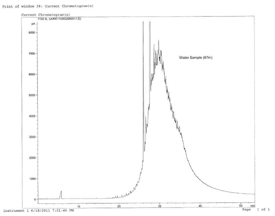 Chromatograph signature of the oil sample at 67m, Portage No.1